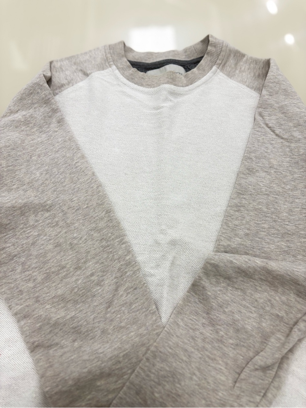 Calvin Klein Two-Tone Crewneck Sweatshirt in Light Gray & Cream